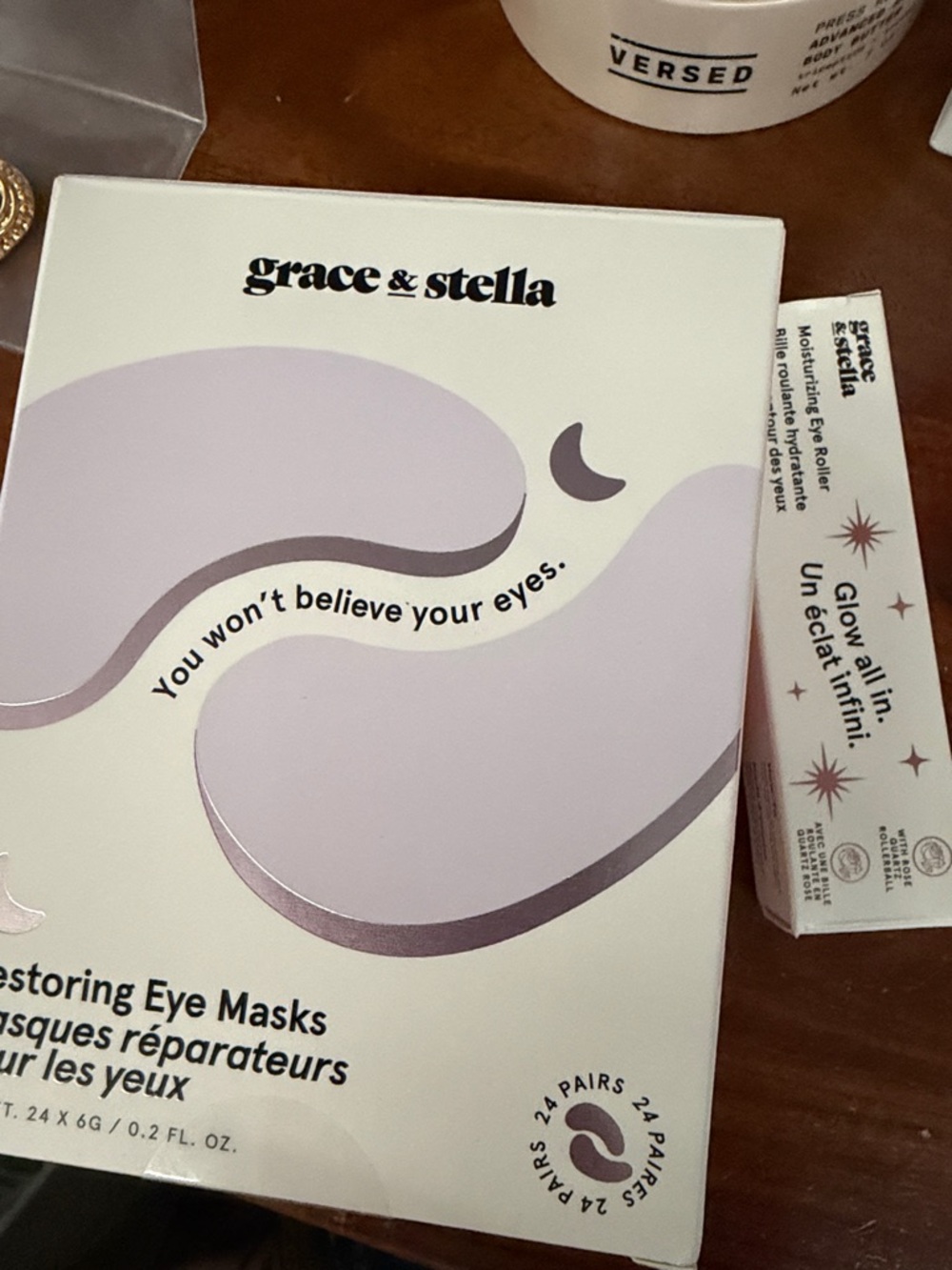 NEW grace & stella Lavender Restoring Eye Masks & aEye Roller bundle